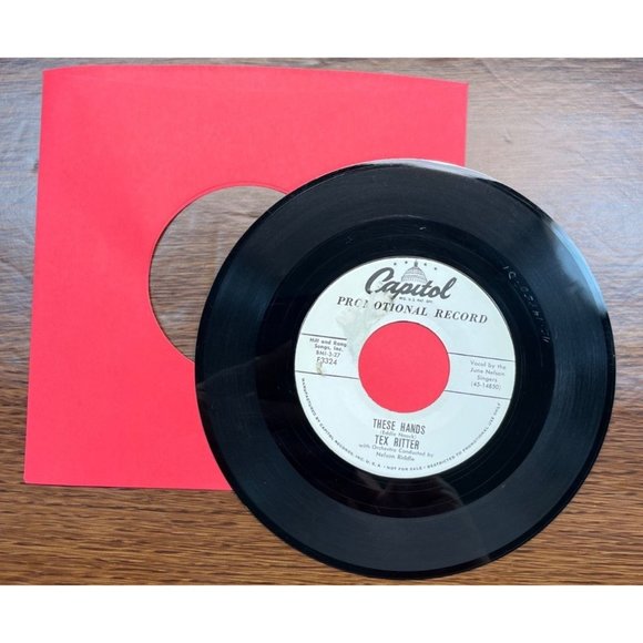 Tex Ritter These Hands / The Last Frontier 45 Country Promo Capitol F3324 - Picture 6 of 6